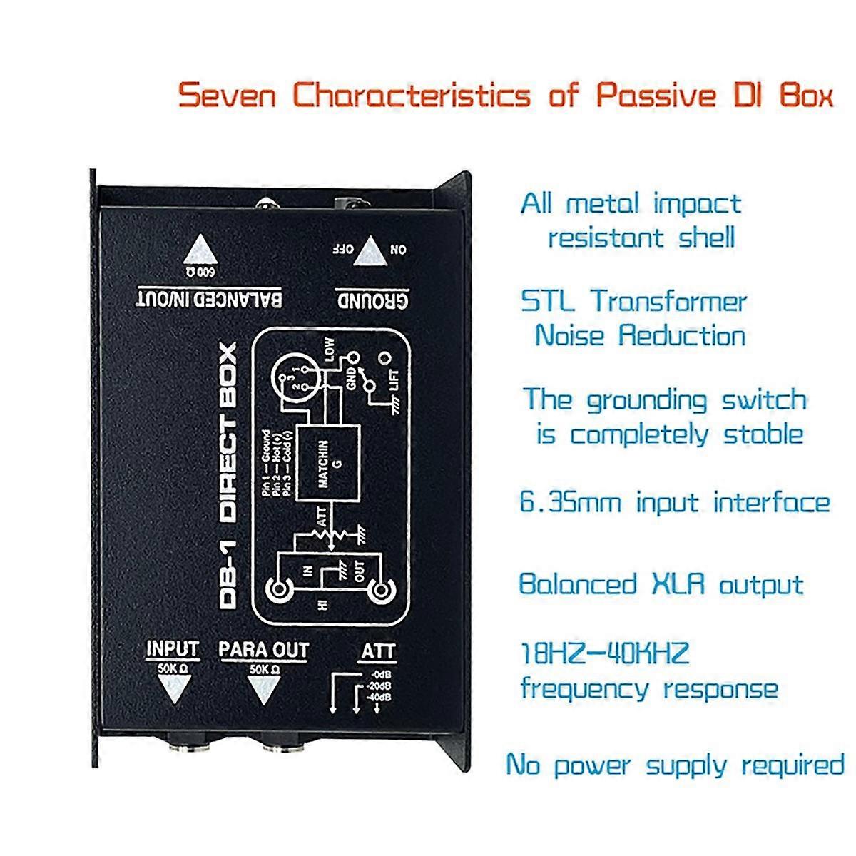 Passive Impedance Converter DI Effects Audio Isolator Passive DI Box DI BOX Box