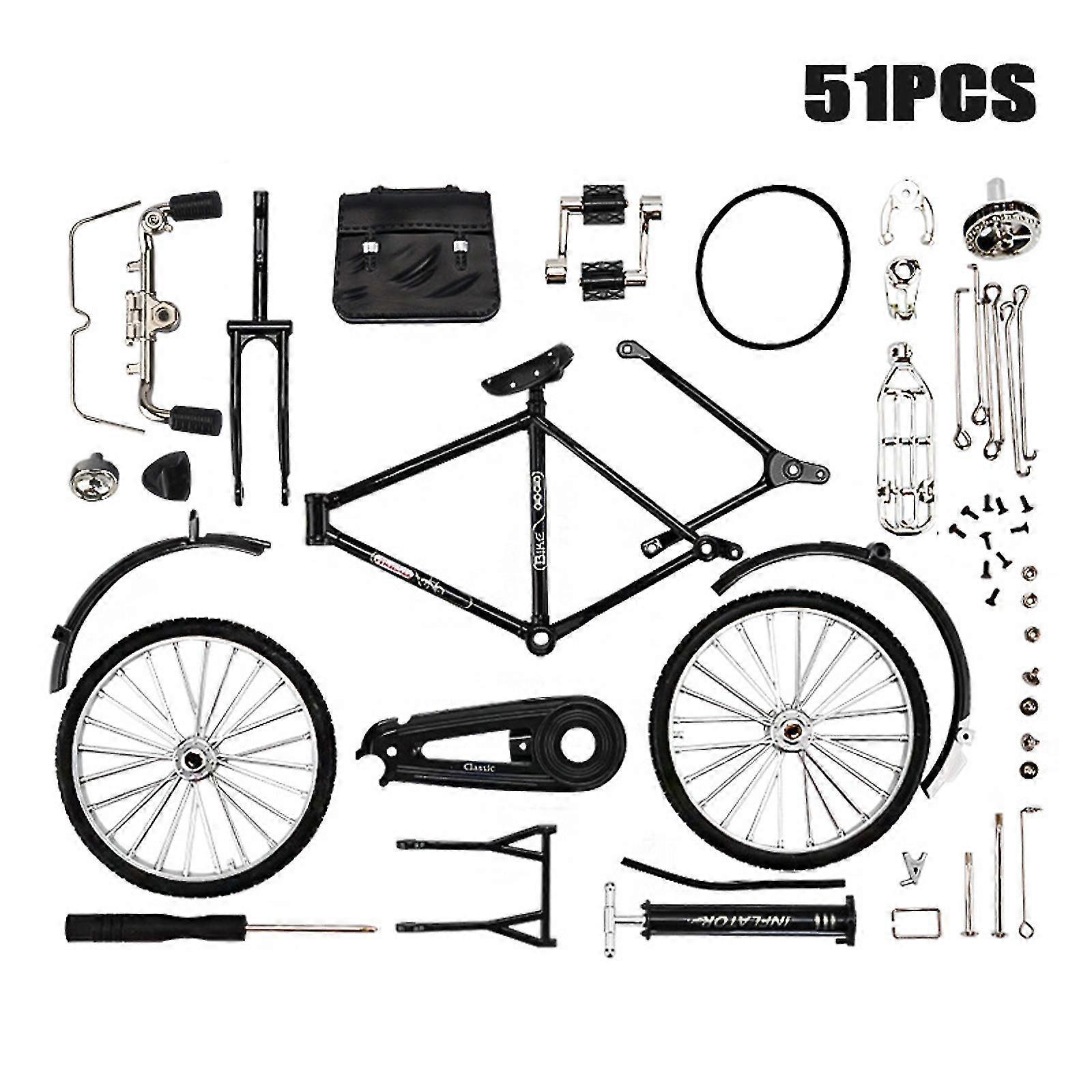 Diy Retro Bicycle Model Ornament For Kids Simulation Mini Bicycle Model Scale Kit With Inflator Creative Iron Art Tabletop Ornament Toys