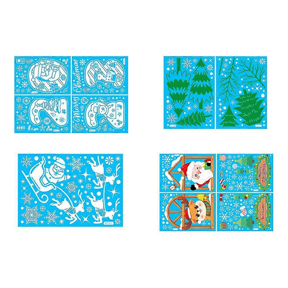 Xmas Window Clings Decoration, Snow Pattern (4 Sheets)