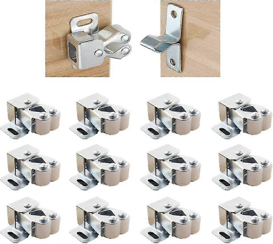 Trava de 12pcs com aço inoxidável de rolo duplo para gaveta de armário