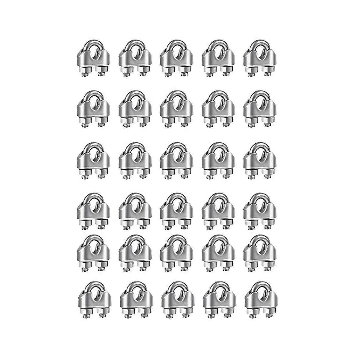 30PCS 1/8 Inches M3 Stainless Steel Wire Rope Cable Clip Clamp for Wire Rope Rigging Tent Rope Guard Railing System
