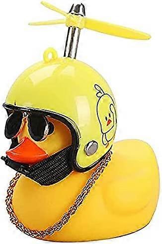 Rubber Yellow Duck Toy Car Accessories Yellow Duck Car Dashboard Decoration with Propeller Helmet Car Decoration Accessories (Pink-1)