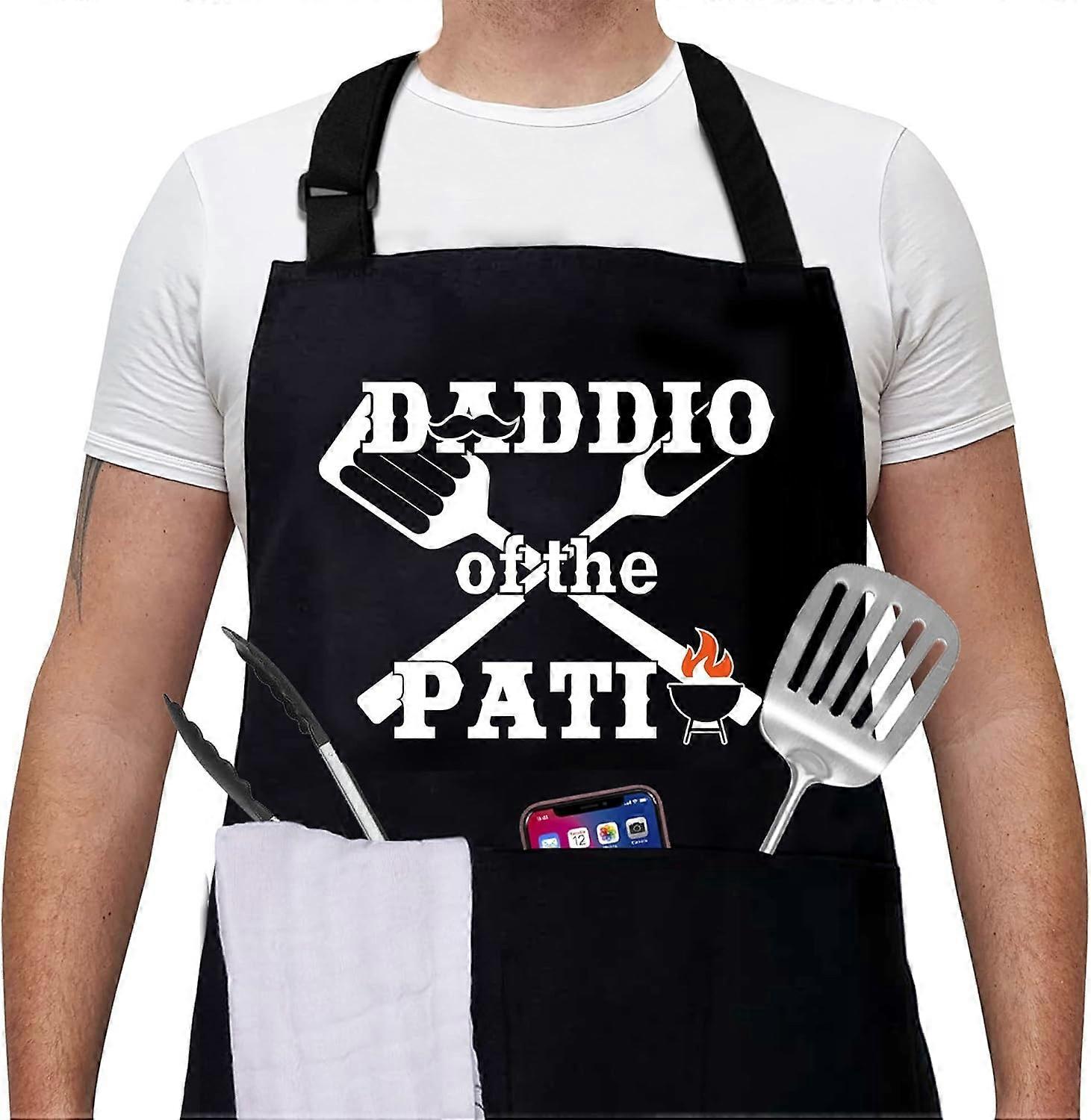 Daddio of the Patio Αστείες ποδιές για άνδρες Σχάρα-ποδιά για την Ημέρα του Πατέρα, Χριστούγεννα, δώρα γενεθλίων για