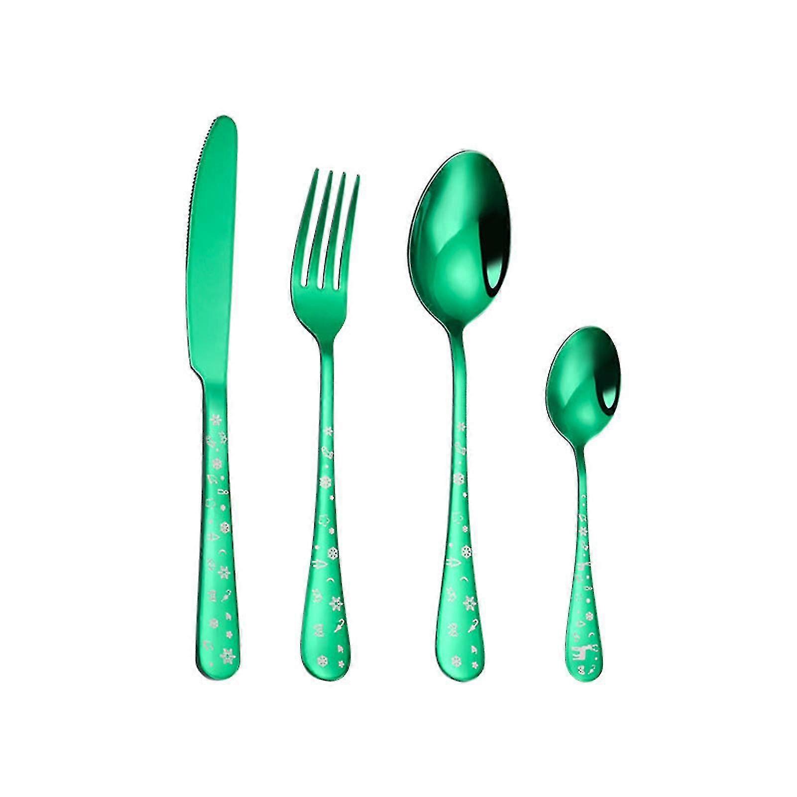 4pcs/set Exquisite Cutlery Set Corrosion Resistant Stainless Steel Smooth Edge Safe Use Scoop Fork For Daily Life