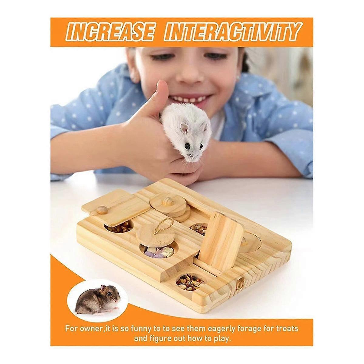 View of Guinea Pig Foraging Toys 6 in 1 Wooden Toys for Guinea Pig Educational ...