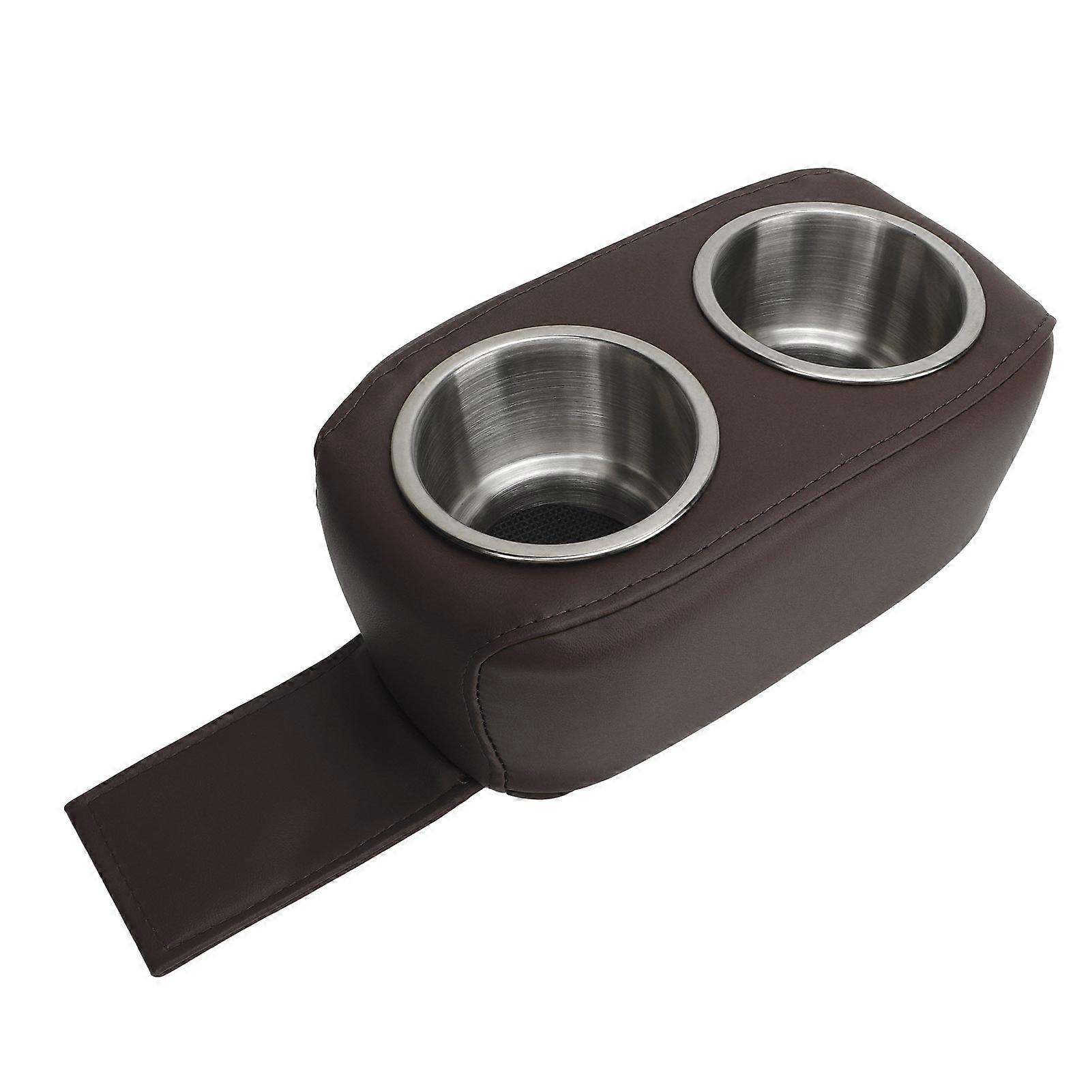 Portabicchieri pontone con doppio portabicchieri in acciaio inossidabile Portabottiglie portatile per camper Yachet Boat Car Brown