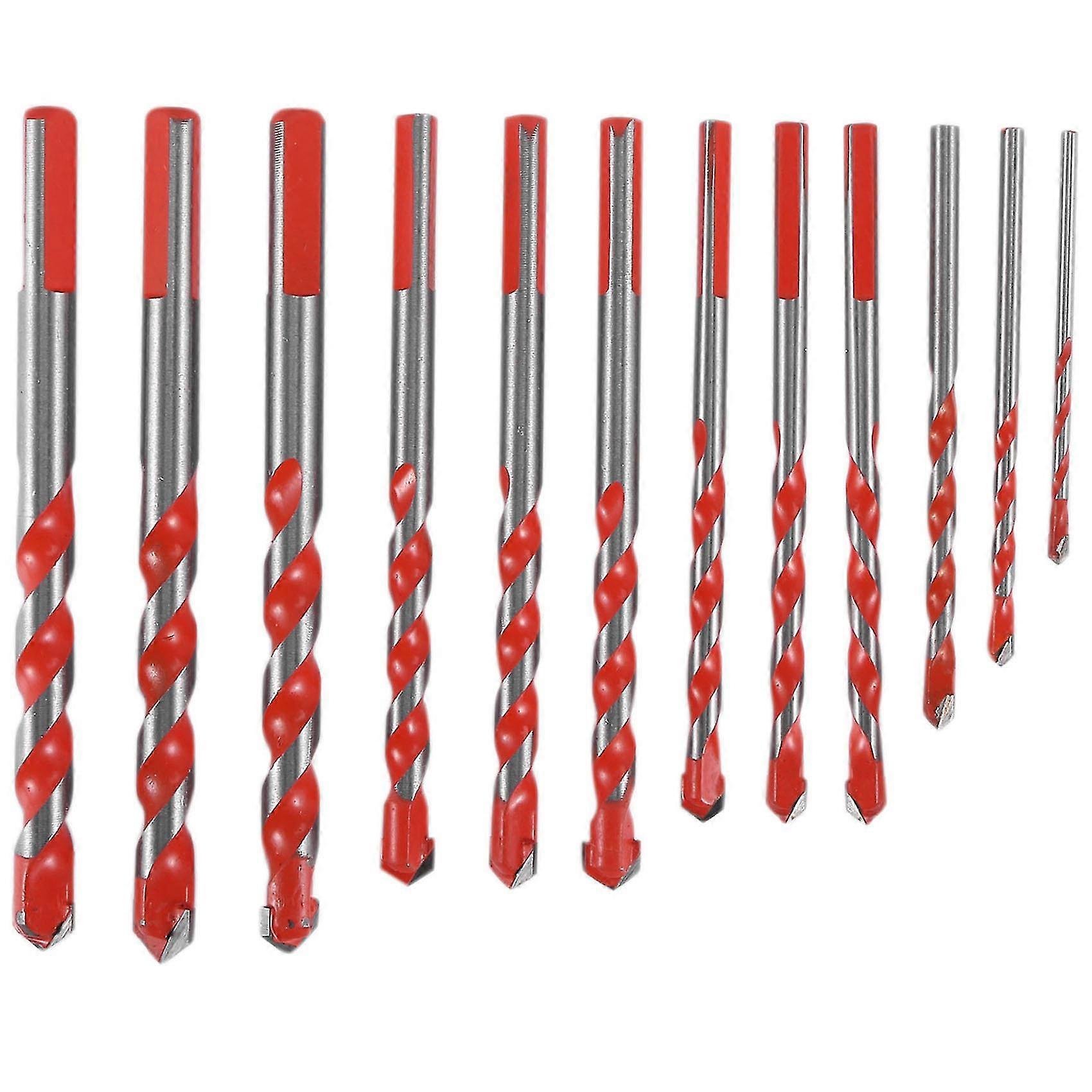 12pcs Masonry Drill Bits Set Drill Bit Set Triangular Handle Multifunctional Drill Bits For Wall, Br