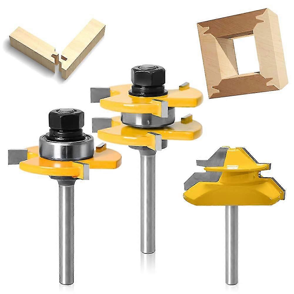 3 Pieces,router Cutter, 45 Degree Lock Miter Router Bit, Woodworking Cutter For Carpentry Tools (yellow)
