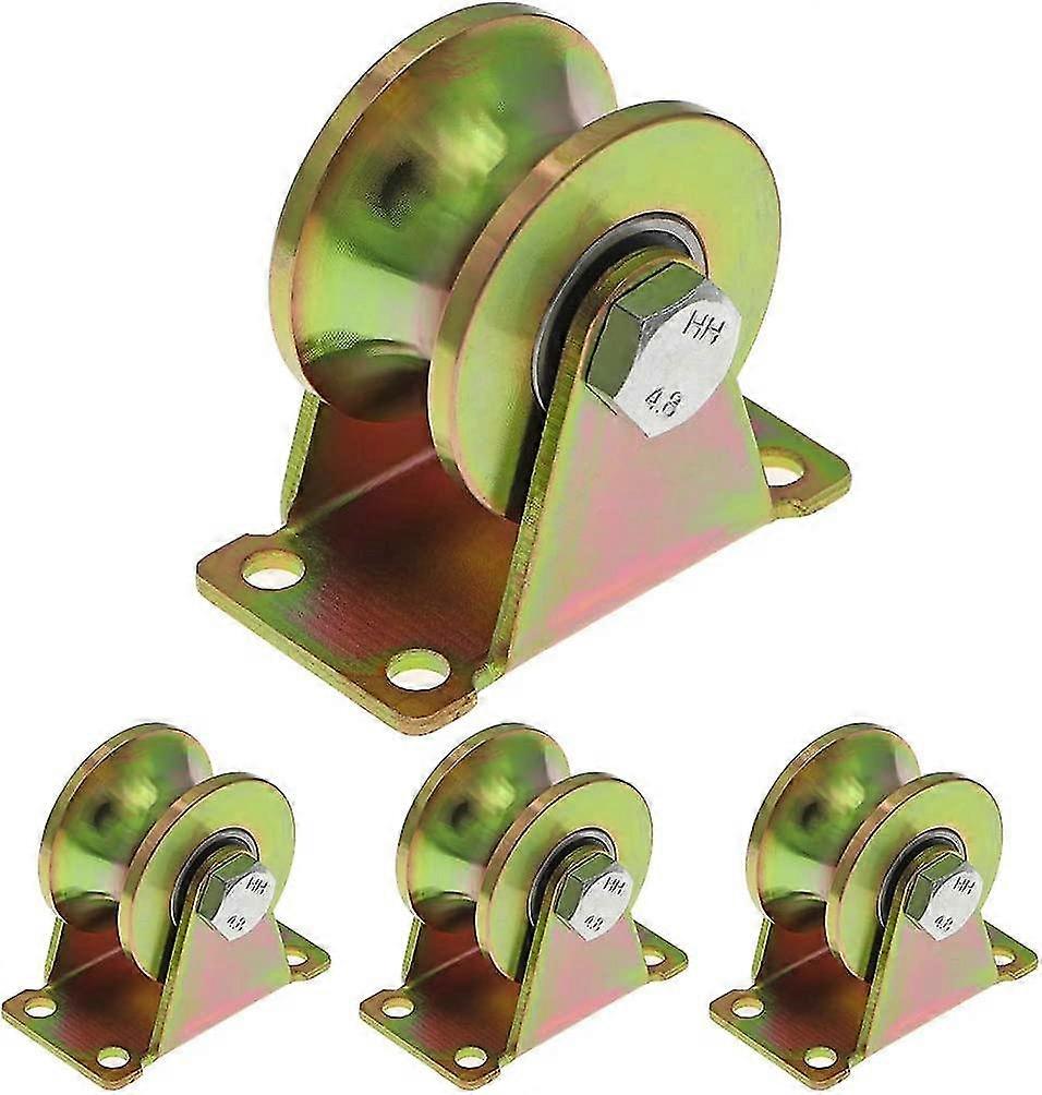 4 Stück Schiebetorräder 50mm, Stahlräder mit U-Nut, U-Nut-Rad, Tragfähigkeit 300kg pro Rad