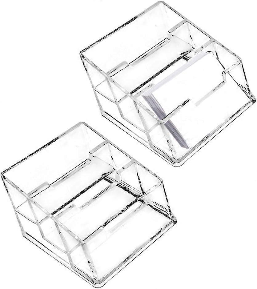 Piece Business Card Holder Desktop Business Card Stand Acrylic Business Card Display Holder with 3 Compartments Business Card Display Stand