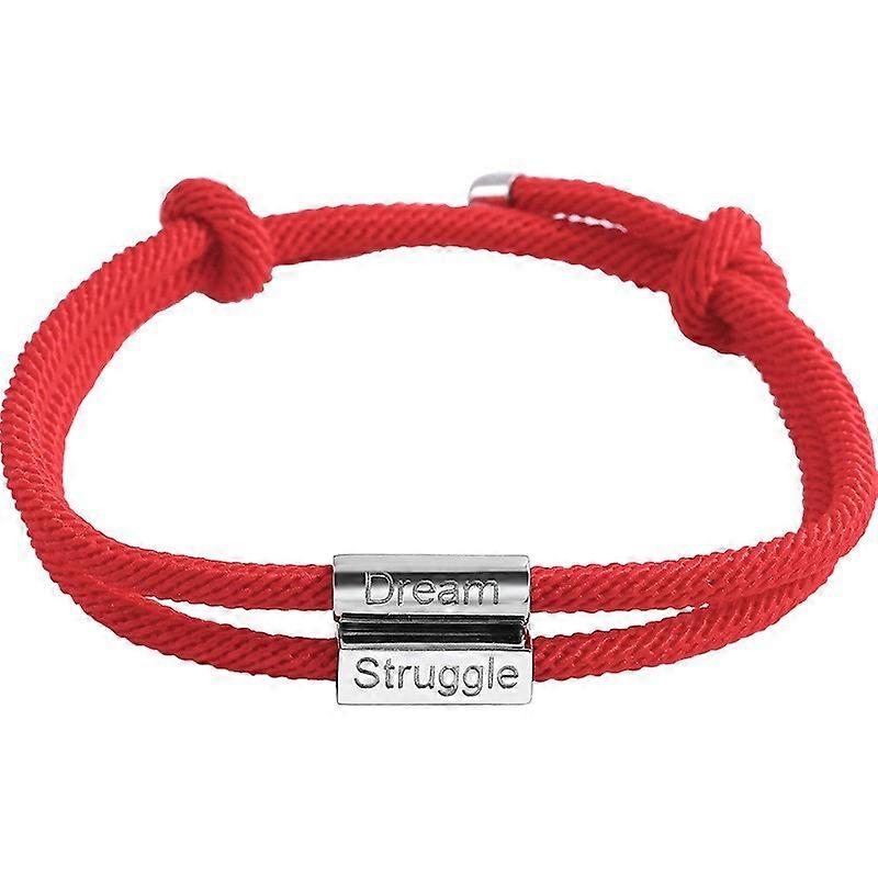 Braided bracelet, "Struggle Dream", adjustable,red