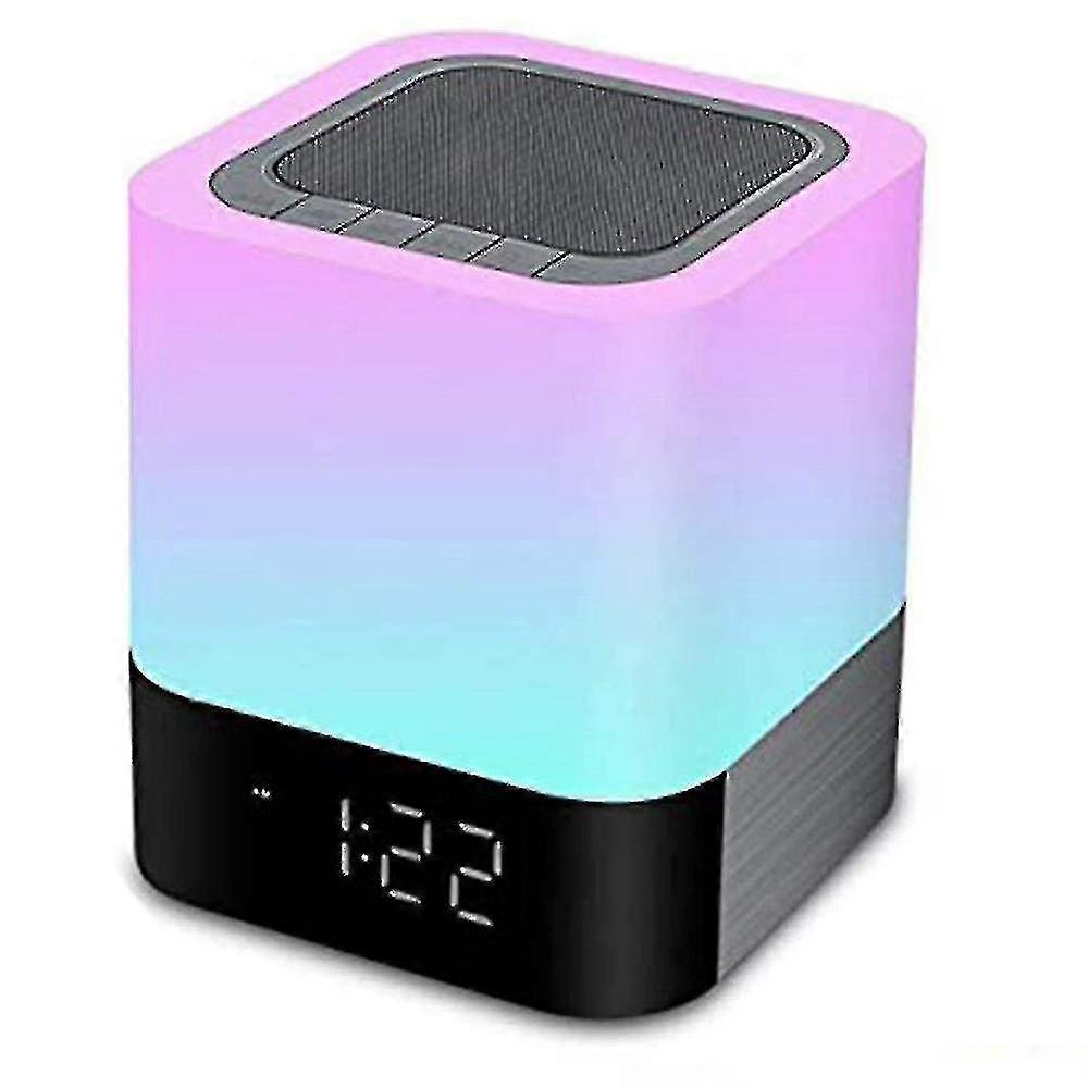 Portable Bluetooth Speaker Speaker Led Bedside Lamp With Touch Control, Color Changing Night Light Table Lamp With Alarm Clock For Bedroom
