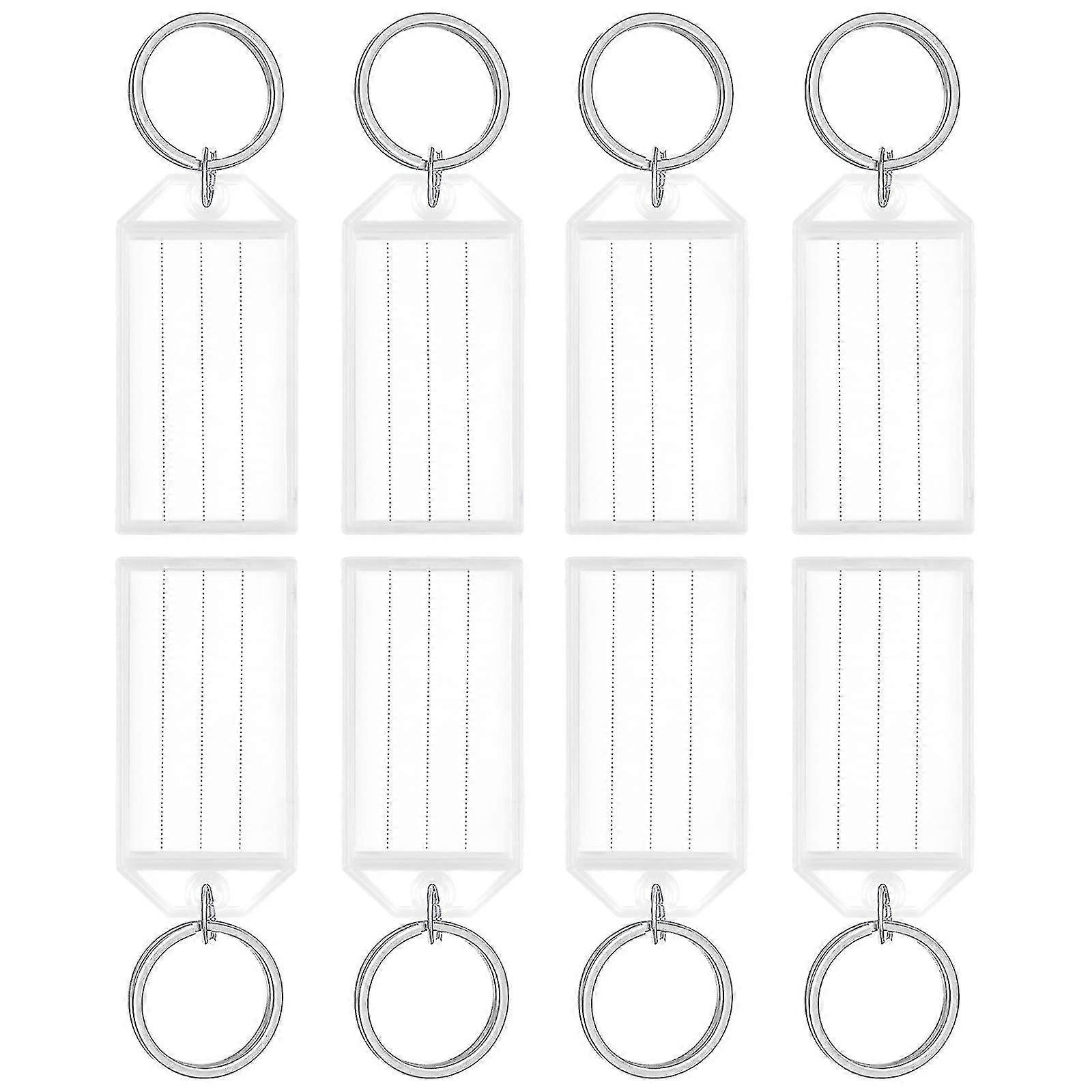 20 Pack 5cm Heavy Duty Plastic Labels With White Item Identifiers With Blank Paper Labels, Clear Covers And Split Rings