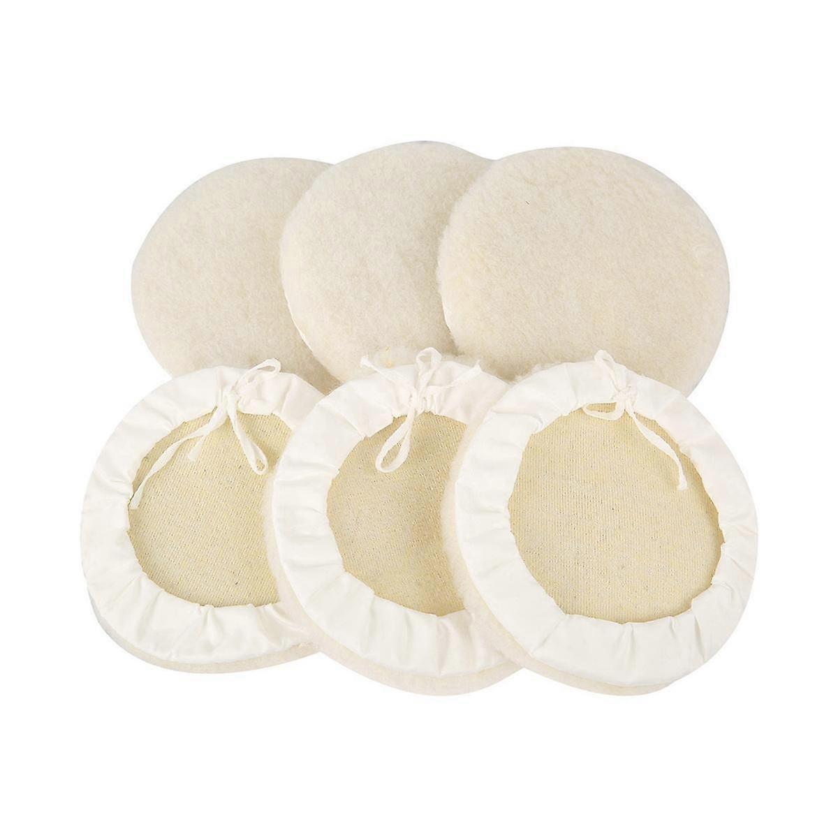 6 Pieces of 7-Inch Wool-Like Plush Polishing Disc Bundled with Lace-Up Wool Polishing Set Wool Pad