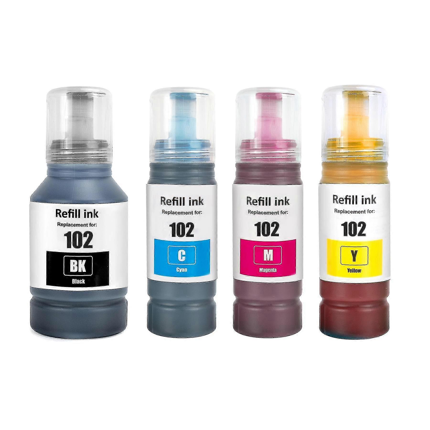 Zestaw 4 butelek z tuszem 127 ml/70 ml do wymiany Epson 102 Kompatybilny/nie-OEM od Go Inks