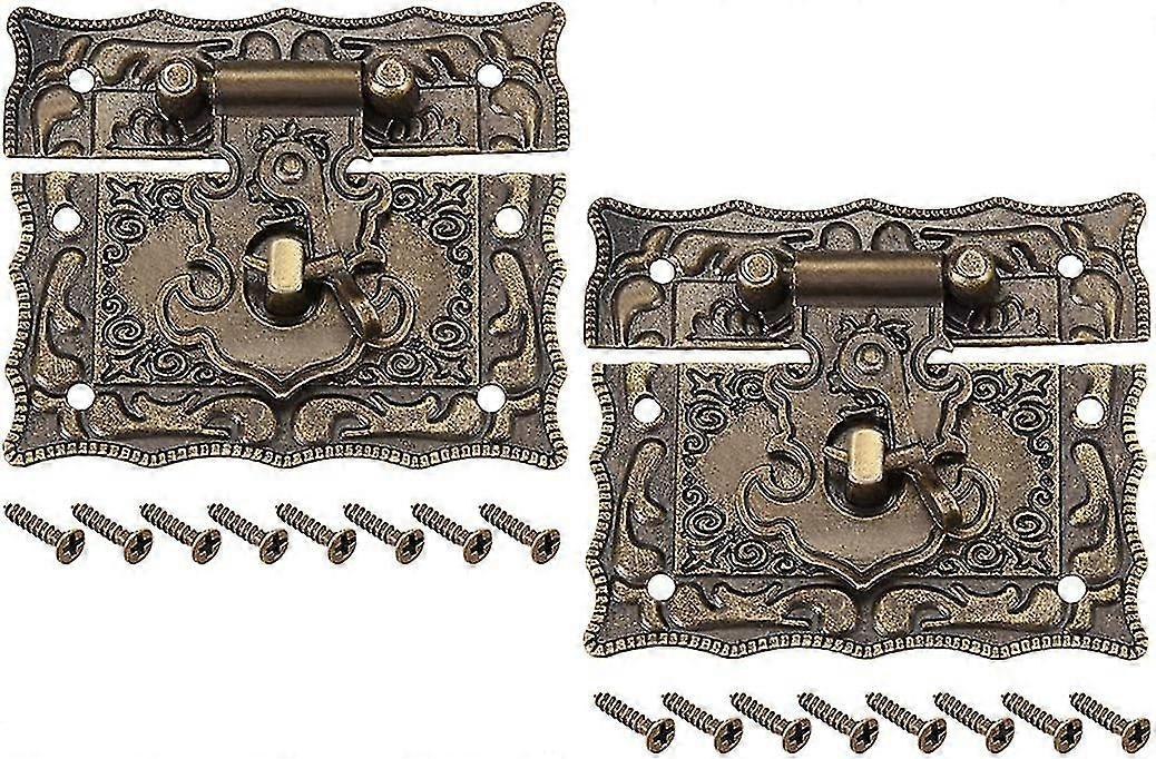 2 Sets Wooden Box Box Rectangle Lock Hasp Snap Lock 68 X 58mm Gift