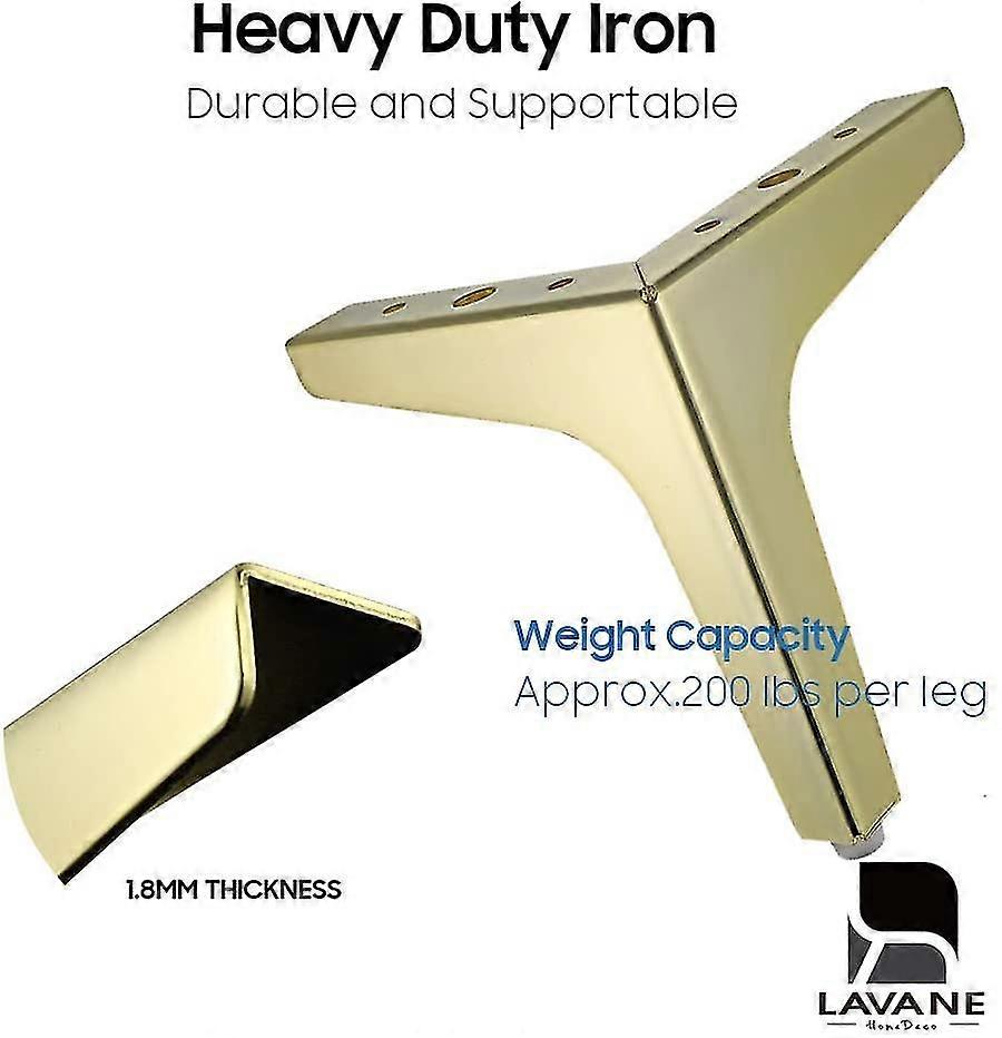 7 بوصة أرجل أثاث معدني ، مجموعة من 4 حديد حديث ألماس مثلث أثاث أقدام