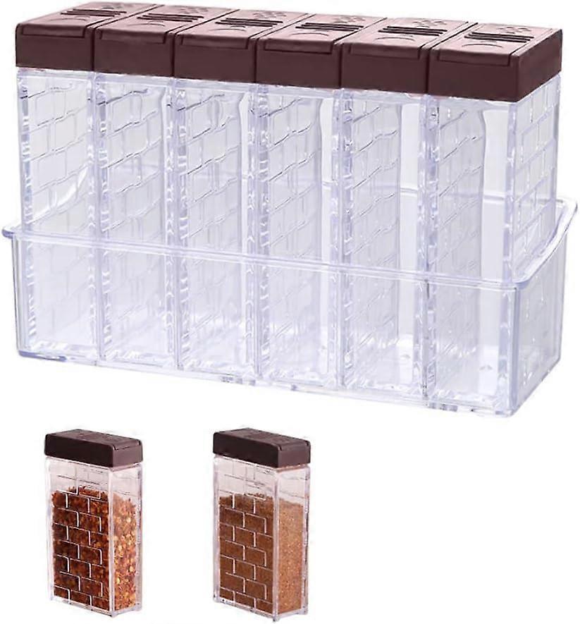 Plastic Spice Jars with Tray 6 Pieces Seasoning Box Seasoning Box Set Transparent Salt Spice Jar Spice Box Camping Spice Jar Seasoning Boxes