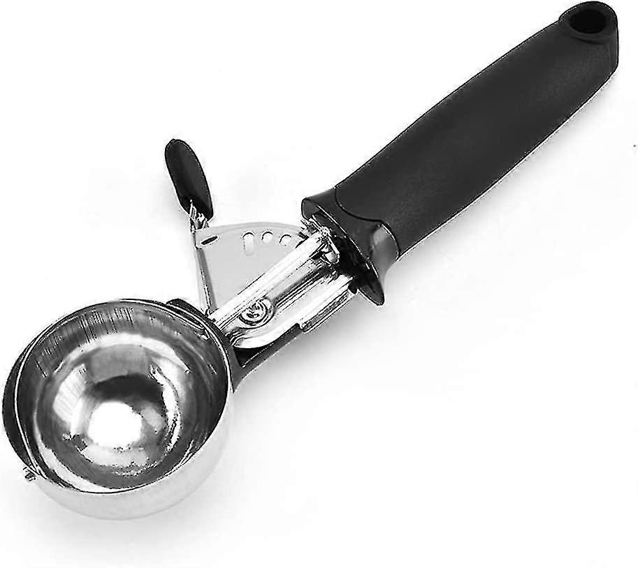 2pcs Ice Cream Scoops Black Cookie Scoop Stainless Steel With Trigger For Fruit Ice Cream Mashed Food, Baking Spoon Scoopers Set (3-c-6)