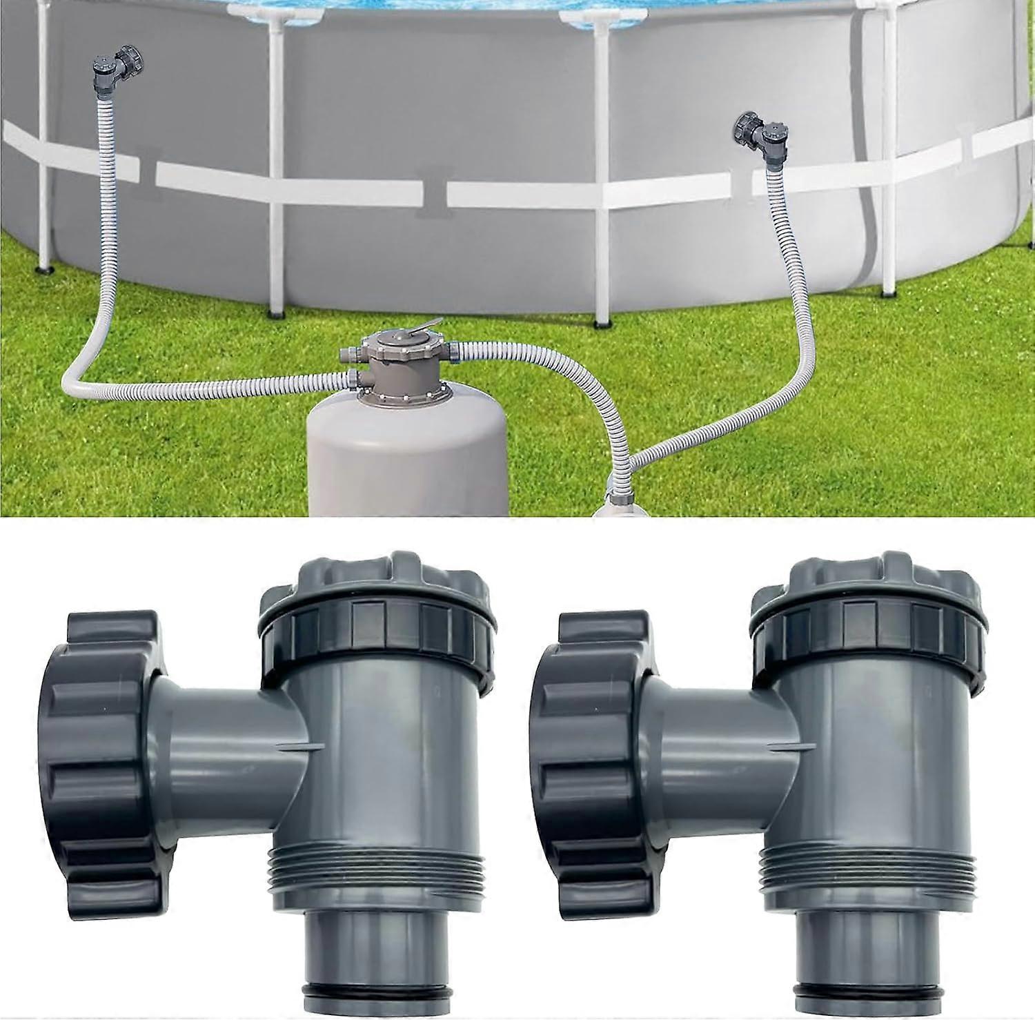 Inlet/Outlet Valve for Compatible with Coleman, Intex, Bestway, Above Ground Pool Filter Pump, Pool Pump Replacement Parts, for 1-1/2 Inch Hose (B, 2