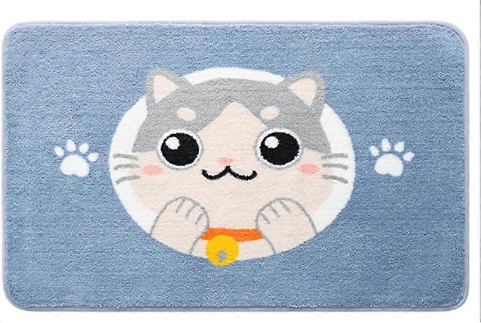 Cute Cat Non Slip Bathroom Mat - Thick and Absorbent Microfiber Bedside Carpet