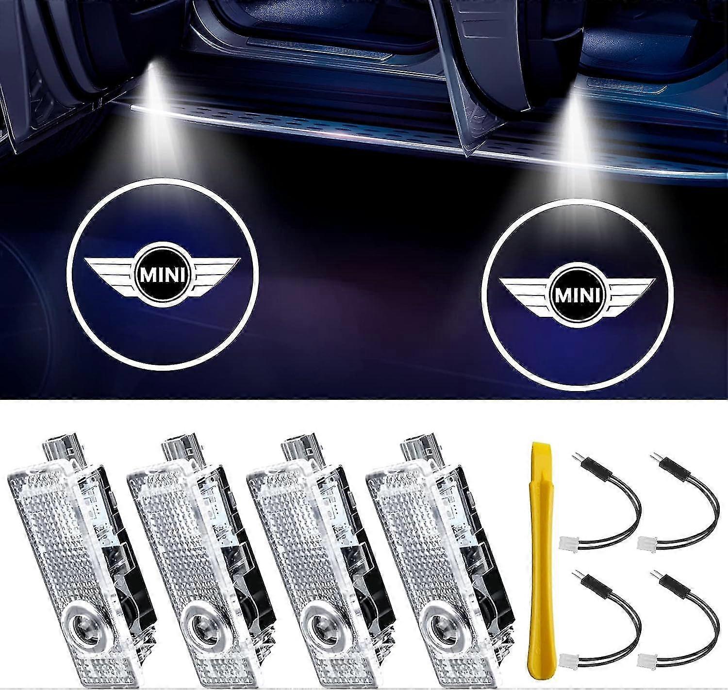 4pcs λογότυπο φώτων προβολέων πορτών αυτοκινήτων για R50/52/53/55/56/57/58/59/60/61, F54/55/56/57/60