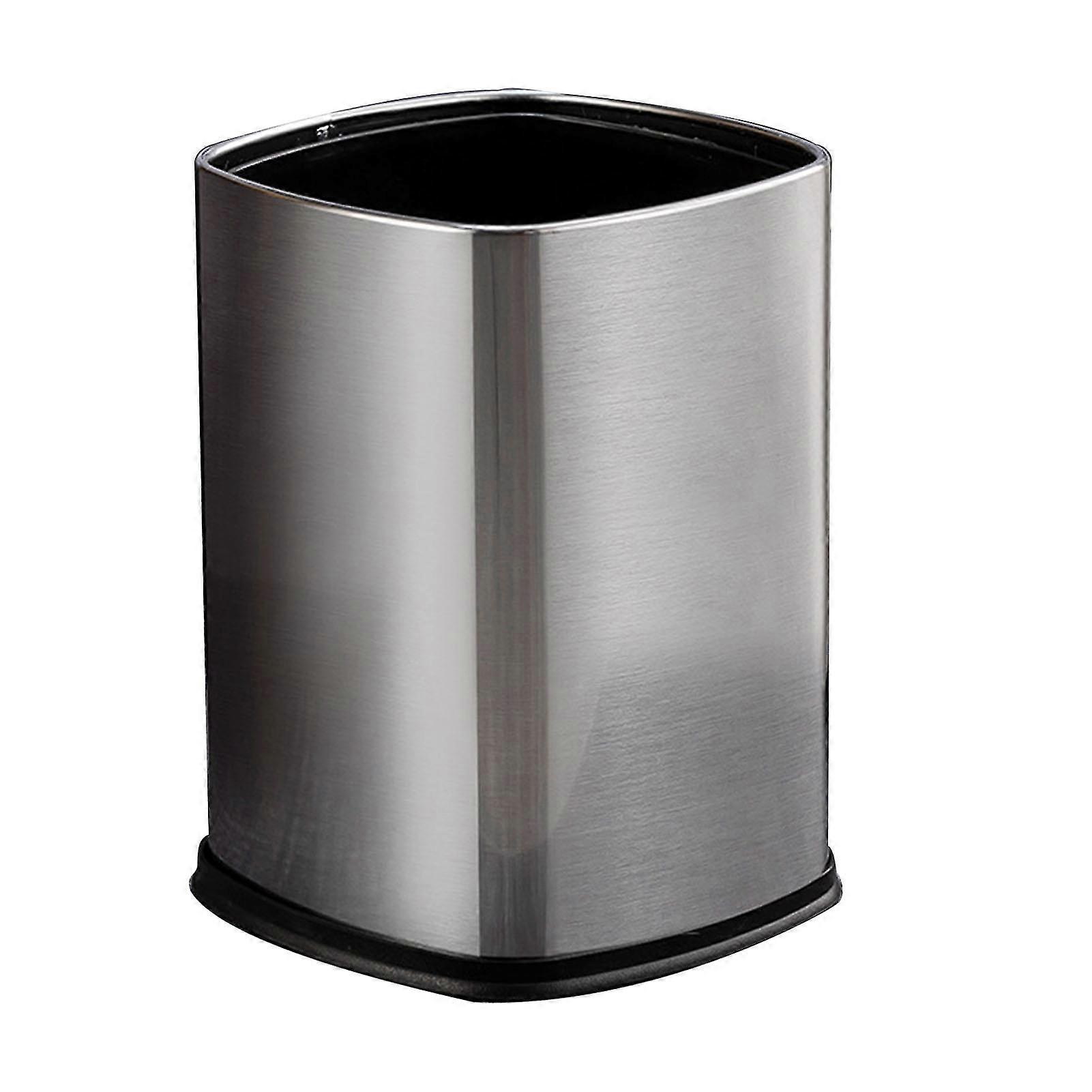 Stainless Steel Lidless Rectangular Trash Can 12L for Kitchen, Office, and Living Room