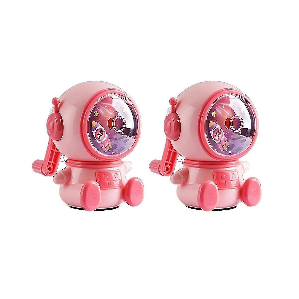 2pc Astronaut Cartoon Pencil Sharpener, Automatic Sharpener Astronaut Sharpener Sharpener Space Theme Birthday Gift Pink XYT