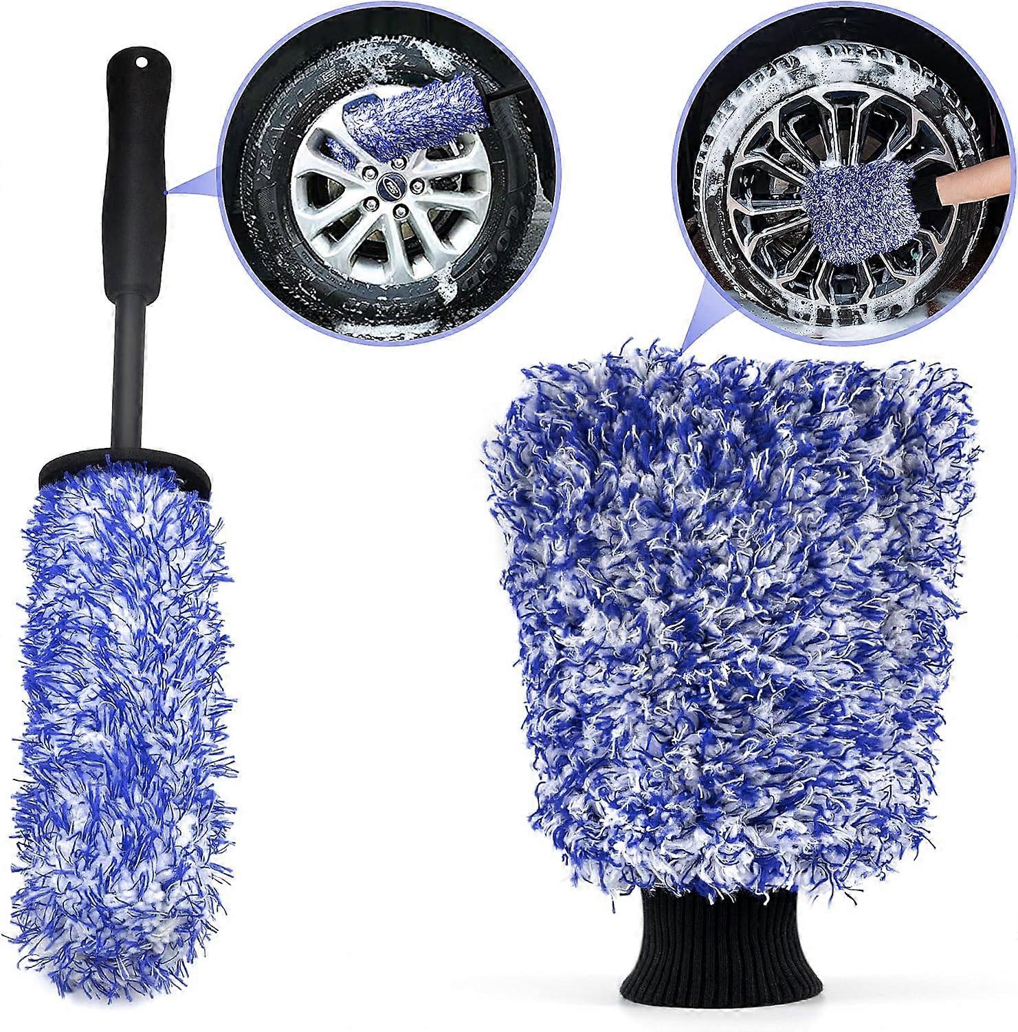 Luva de lavagem de carro de escova de aro de aro de microfibra remove a sujeira teimosa sem esforço para limpar a cama do aro, jantes de alumínio