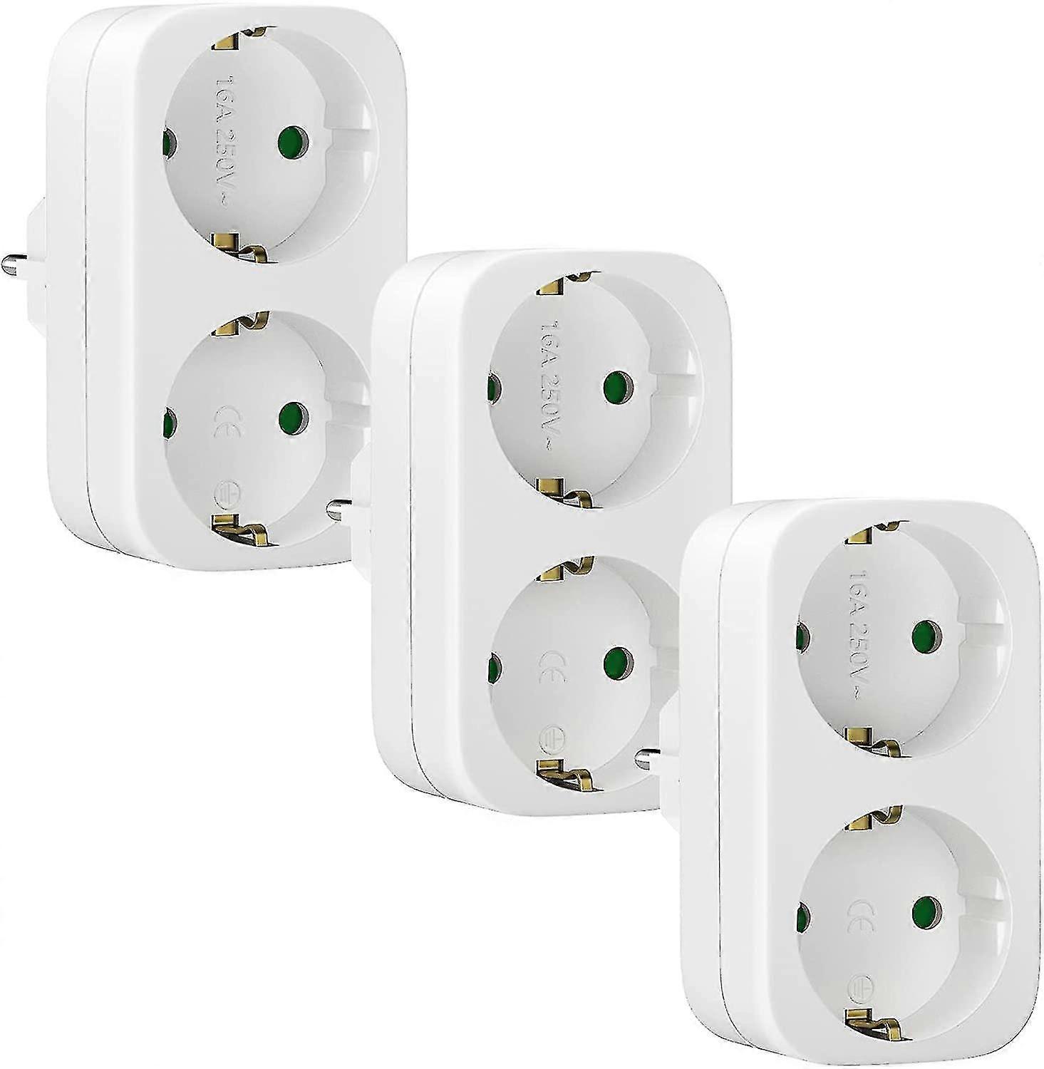 Double Plug For Socket 3 Packs, Socket Adapter 2-way, Multi-plug Double Socket 2 In 1 Multiple Socket Multiple Plug Without Cabl