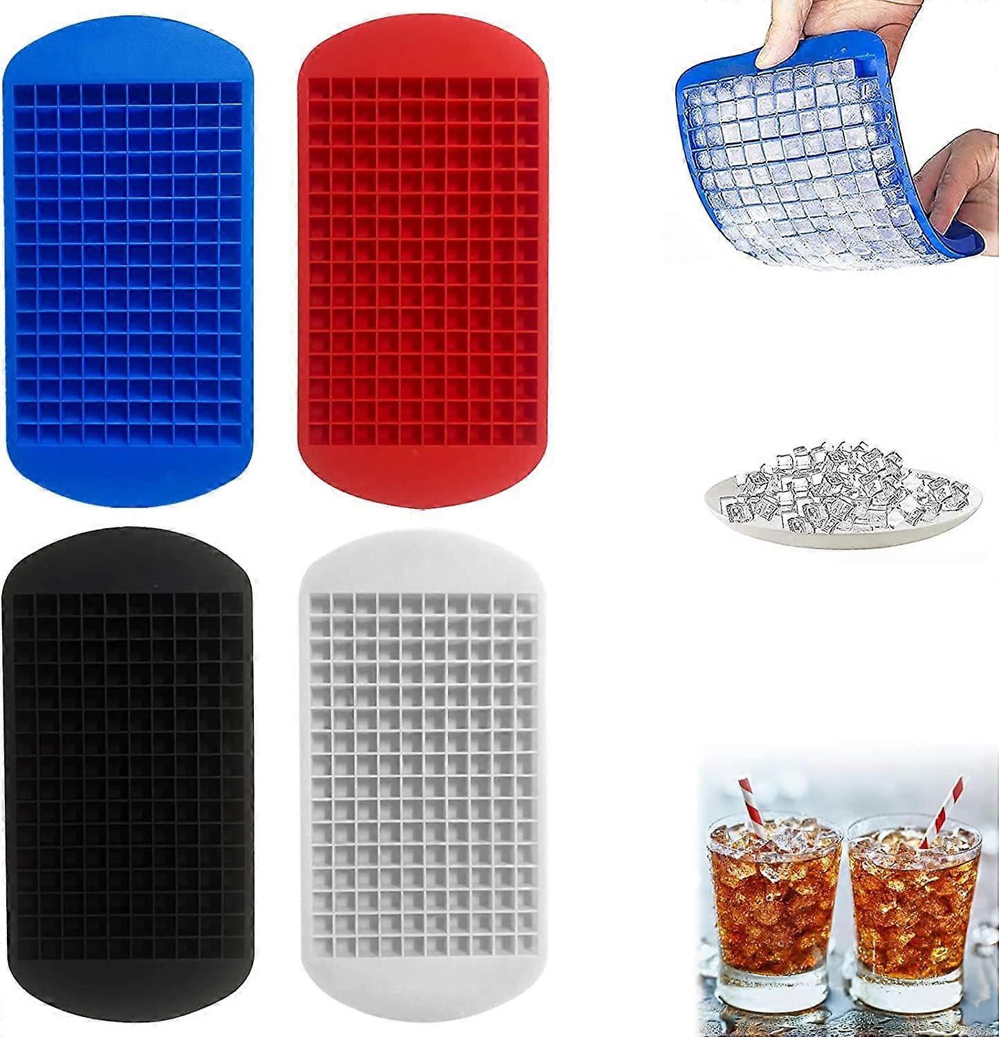Mini Ice Cube Trays 4 Pcs Ice Cube Shape Stackable Ice Cube Tray Silicone 160 Grid Home Kitchen Bar Party Drinks Red Blue Black White
