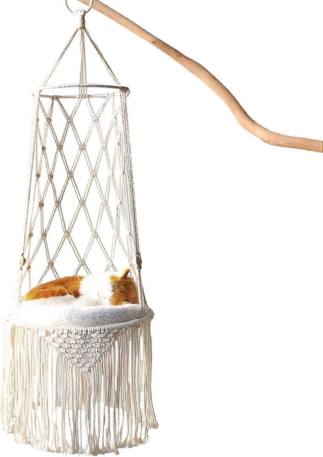 Cat Swing Bed - Cat Hammock for Window, Stylish Hanging Cat Bed with Tassel, Cat Swings for Indoor Cat Sleep, Swing Bed