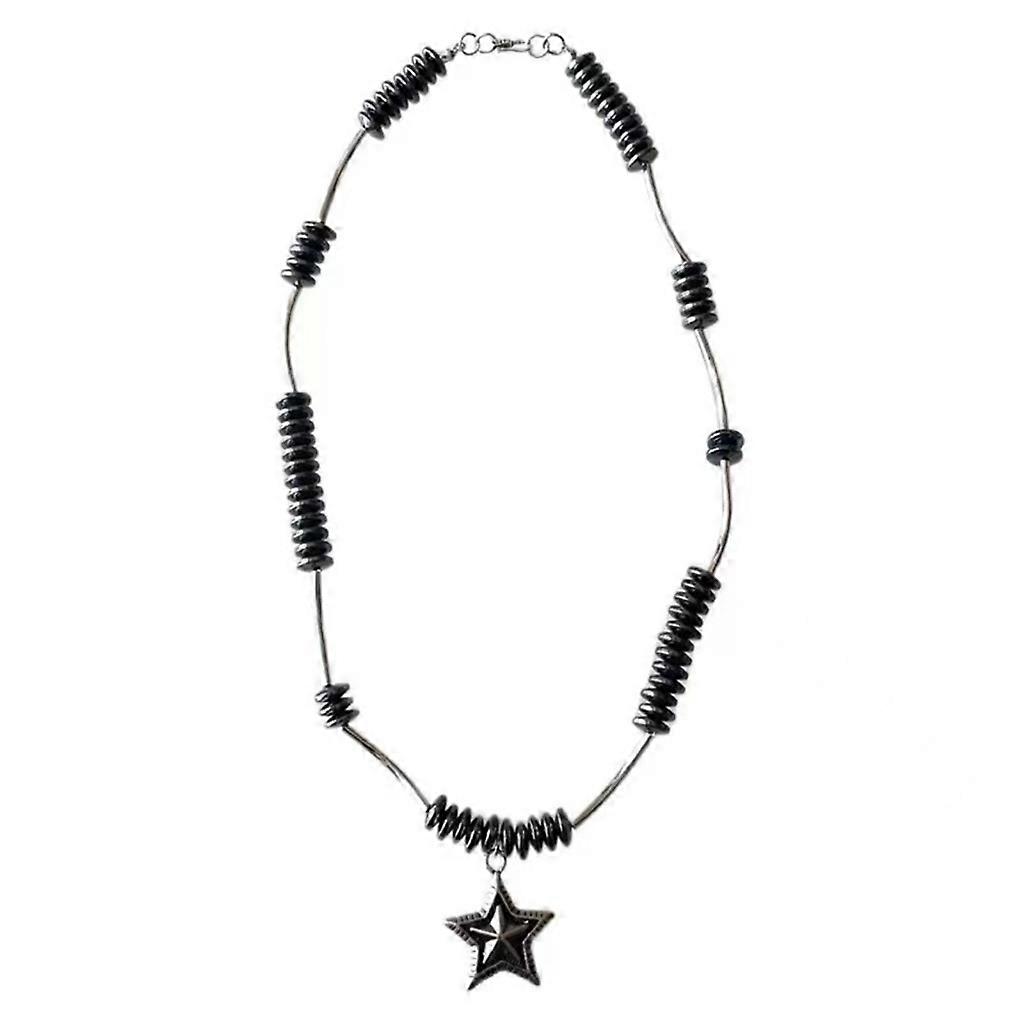 Flat Bead Five-pointed Star Necklace Simple Temperament Cold Wind Necklace