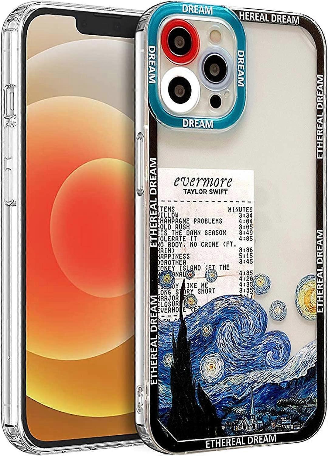 Compatible for iPhone 13 Pro Max Oil Painting Starry Night Case with Lens Protective Soft TPU Shockproof Cute Phone Case for iPhone 13 Pro Max 6.7 inc