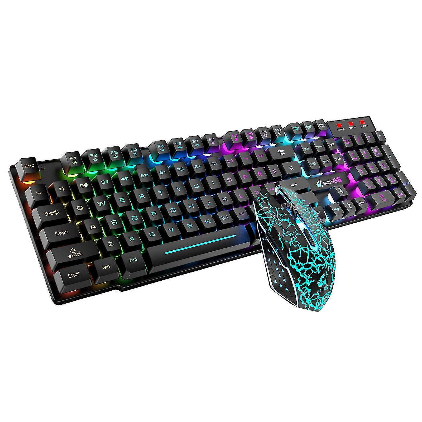 Wireless Gaming Keyboard And Mouse Combo With Rainbow Led Backlit Rechargeablle