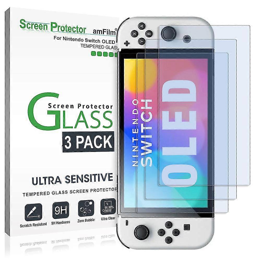 3pcs/set Screen Protector Glass Transparent Hd Clear Fit For Nintendo Switch Oled