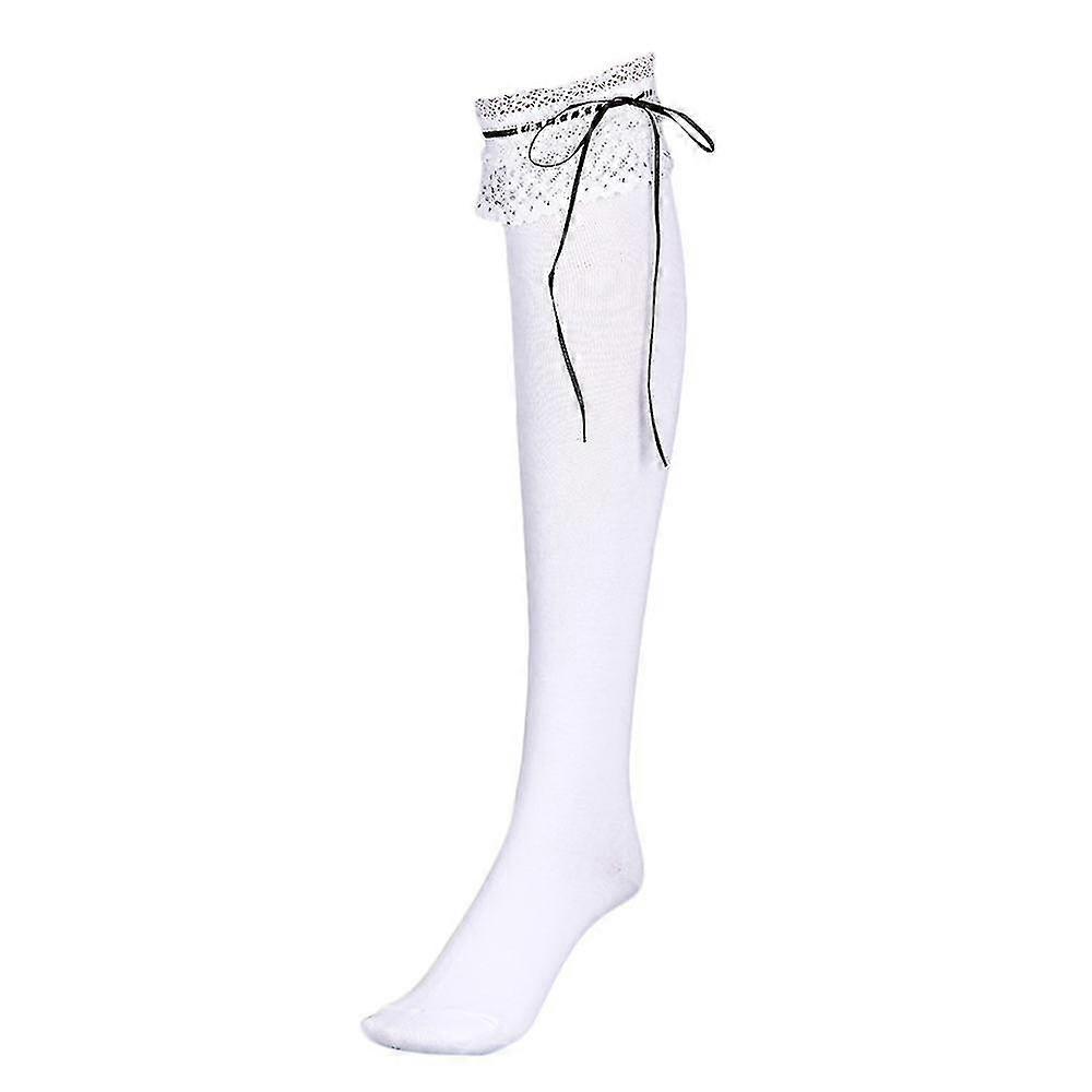 Lace High Tube Socks White
