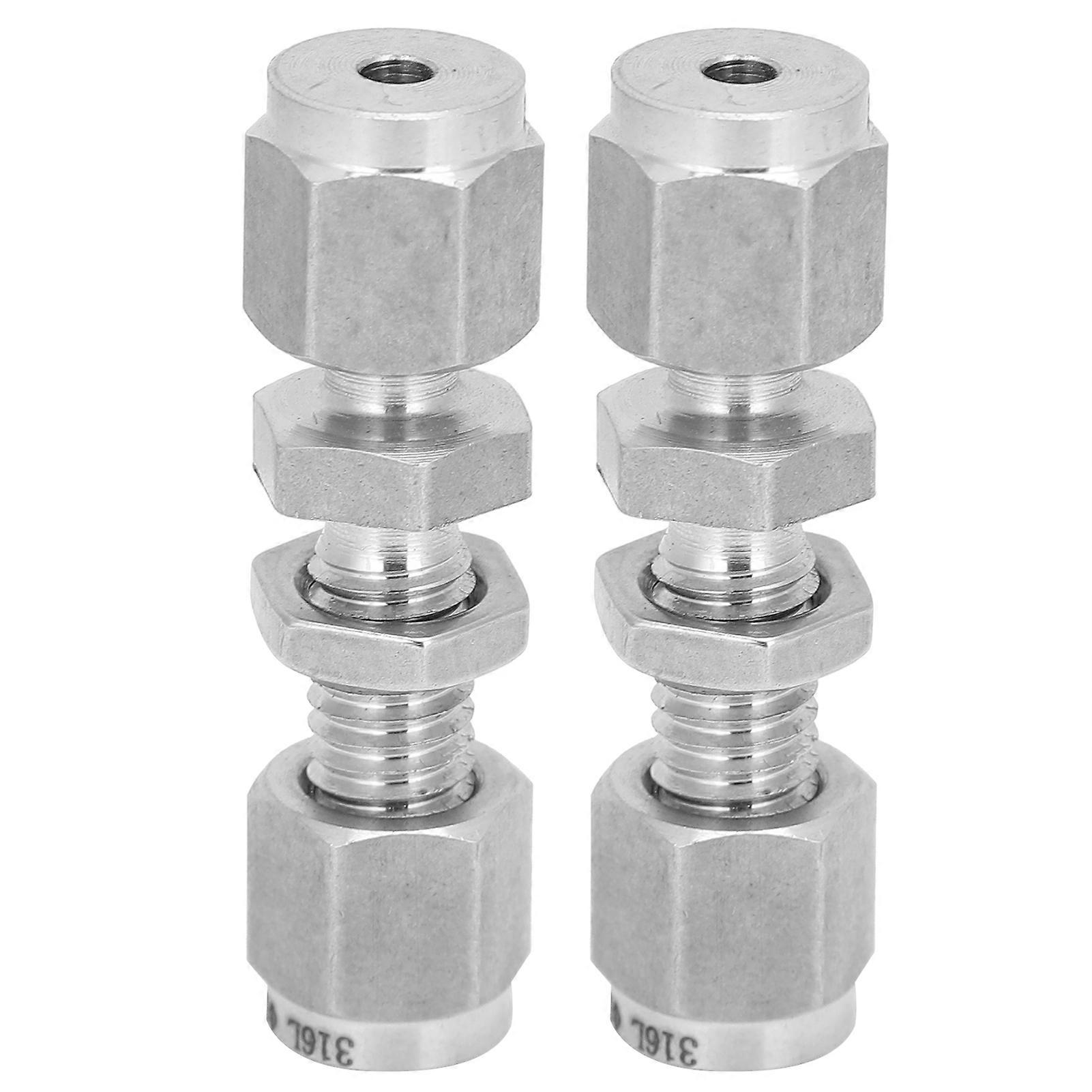 2Pcs Compression Bulkhead 316 Stainless Steel Double Ferrule Fitting Connector Accessory