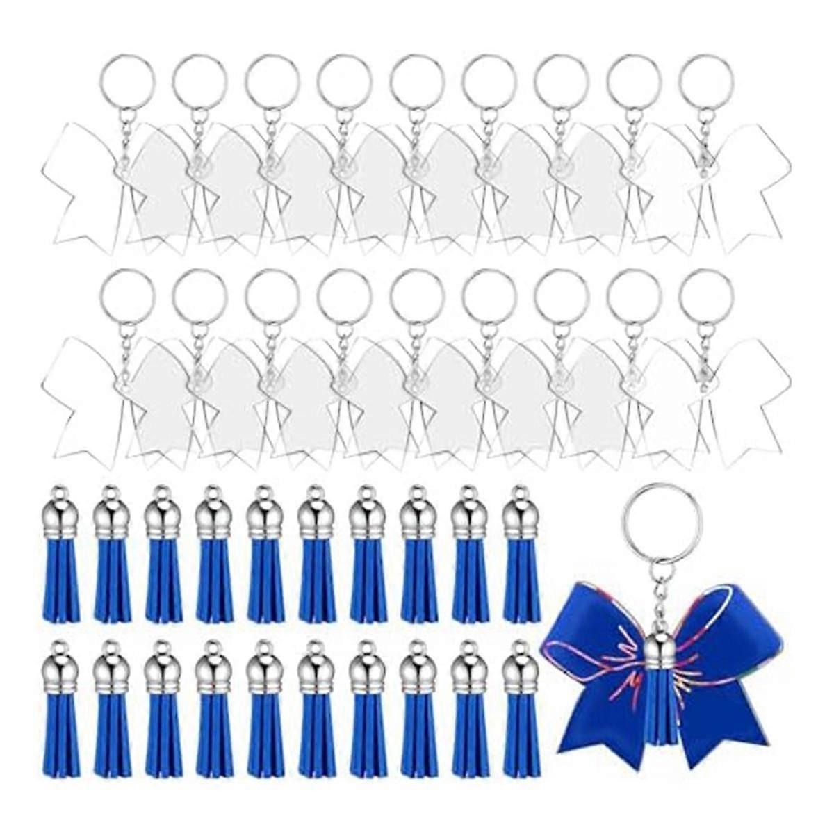 40Pcs Bow Keychains Acrylic Bow Keychains with Tassels for DIY Keychains Handmade Projects Cheer Ac