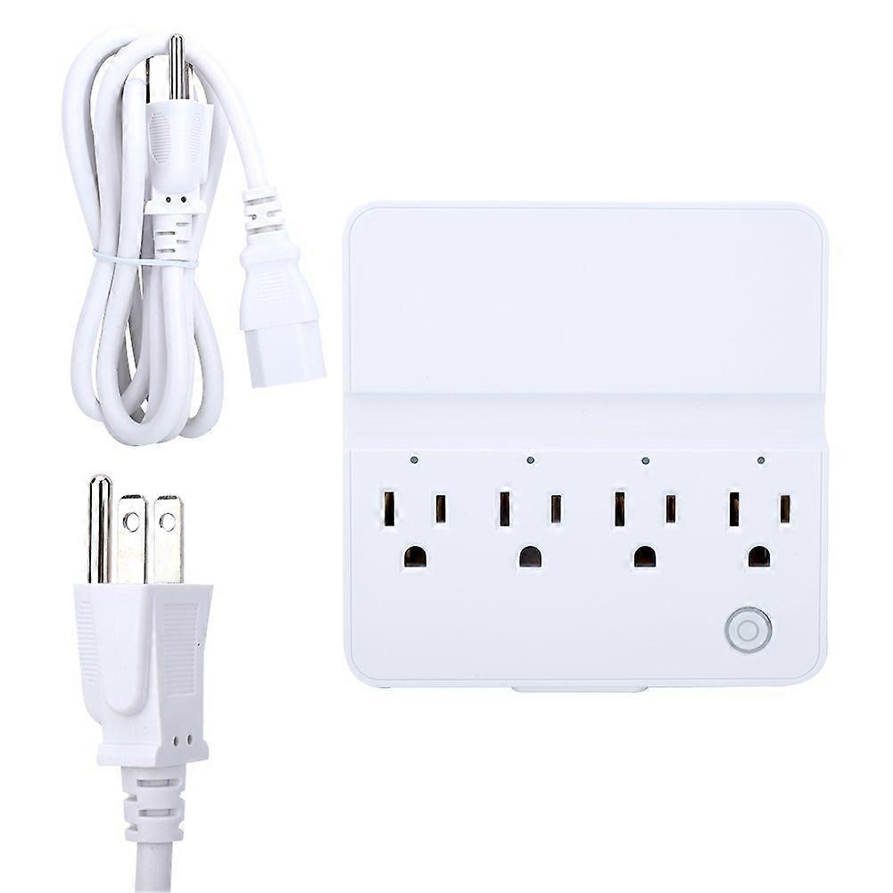 Wireless WiFi Socket Voice Control Timing Outlet 4 AC Outlets 4 USB 100-240V (Black, US Plug)