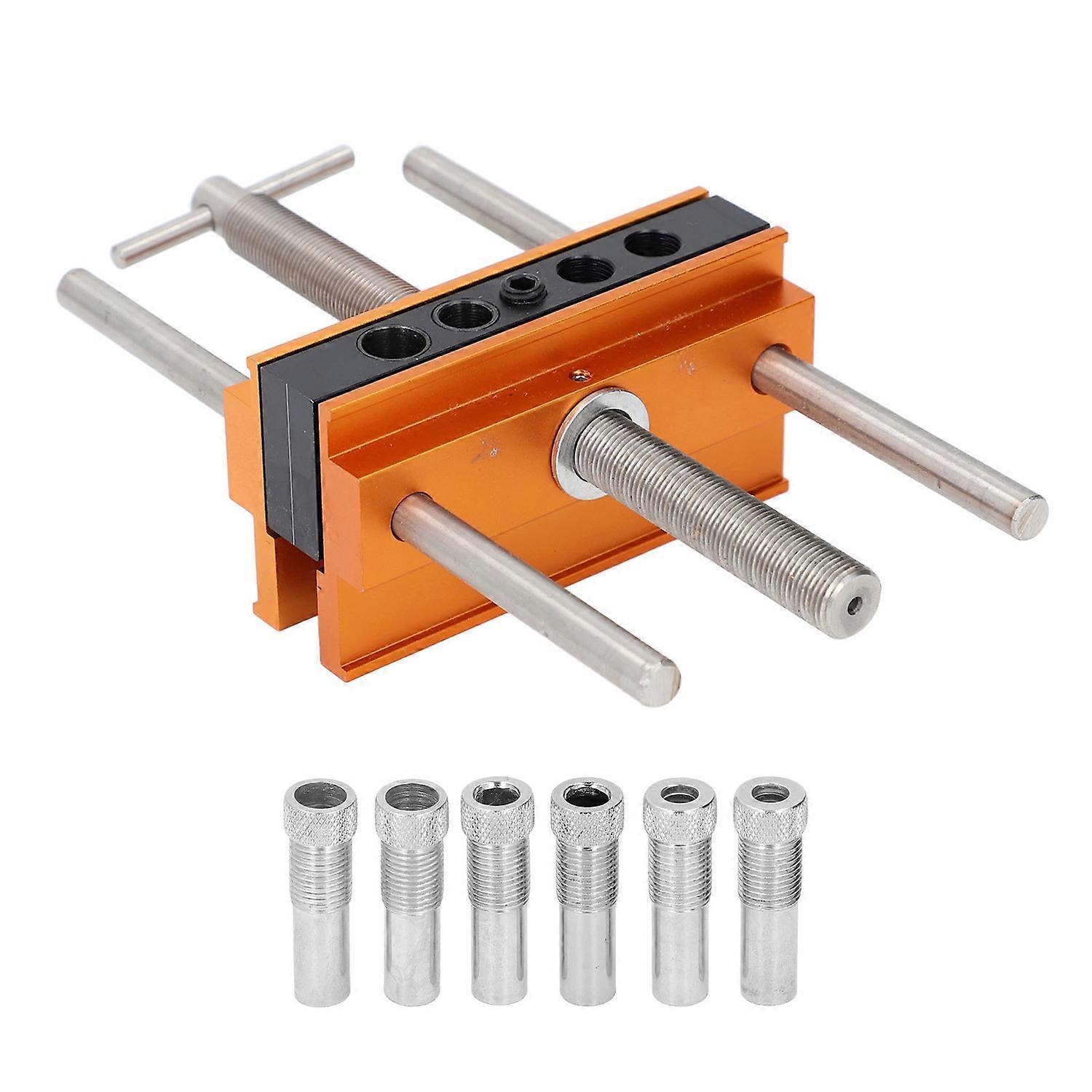 Self Centering Dowel Jig Adjustable Width 1/4 3/8 5/16 7/16 1/2 Inch Drilling Guide with 6 Bushings 
