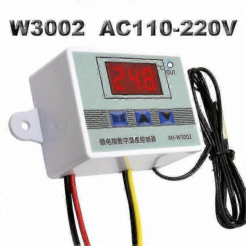 W3002 Digital Temperature Controller , 110-220v Led Microcomputer Thermostat,  Thermoregulator Heat Cool Temp Thermostat,  Control Probe With Water