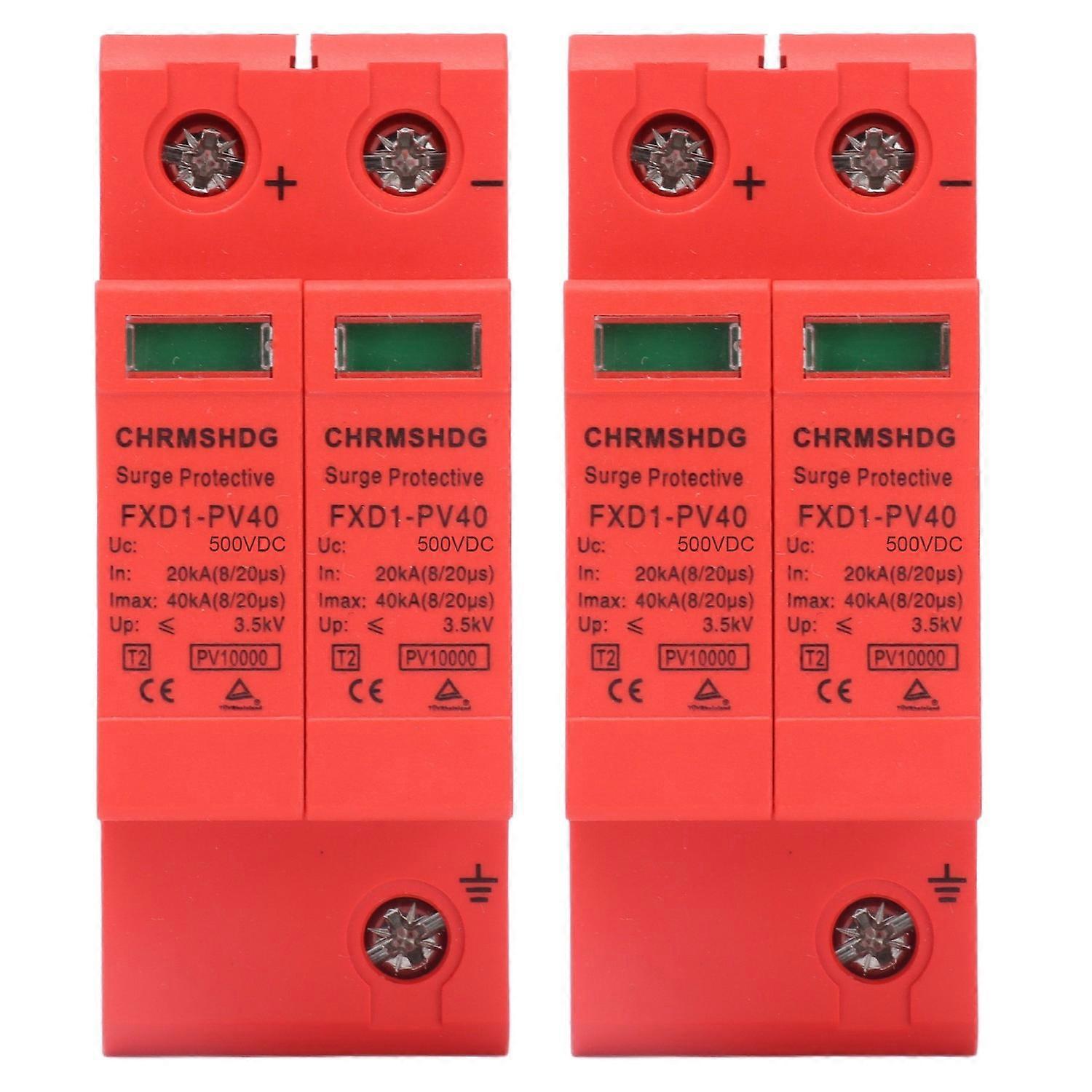 2Pcs Surge Protective Devices DC Photovoltaic Arrester 2P 40KA with Remote Signal FXD1‑PV40500V