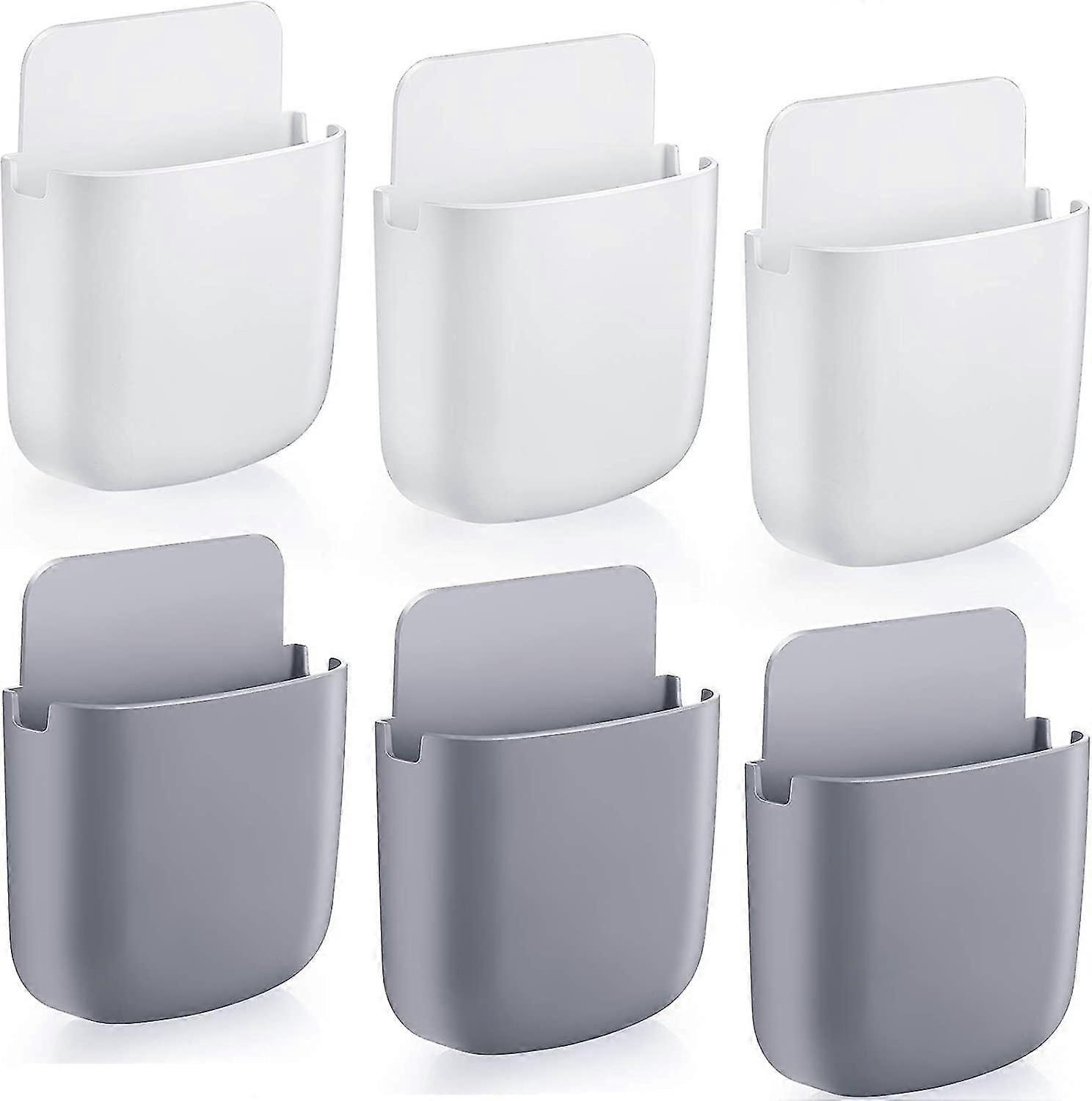 6 Pieces Adhesive Remote Control Holder Wall Mount Media Storage Box Stiy Organizer For Phone Remote Control, Office e School Use