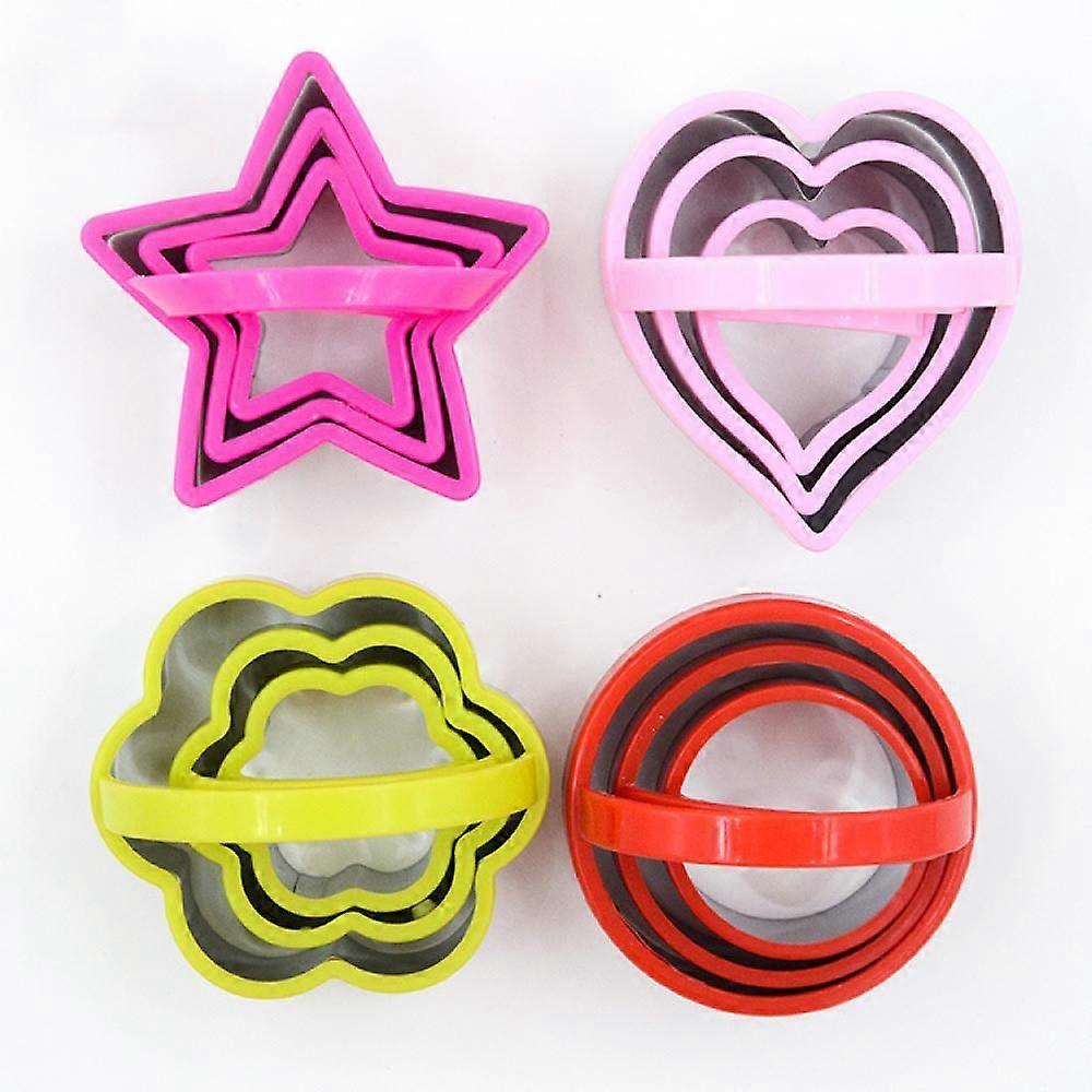 12 Piece Cookie Cutter Set with Handle, Heart Cookie Cutters, Circle Shape Biscuit Cutters, Star Cutter, Stainless Steel