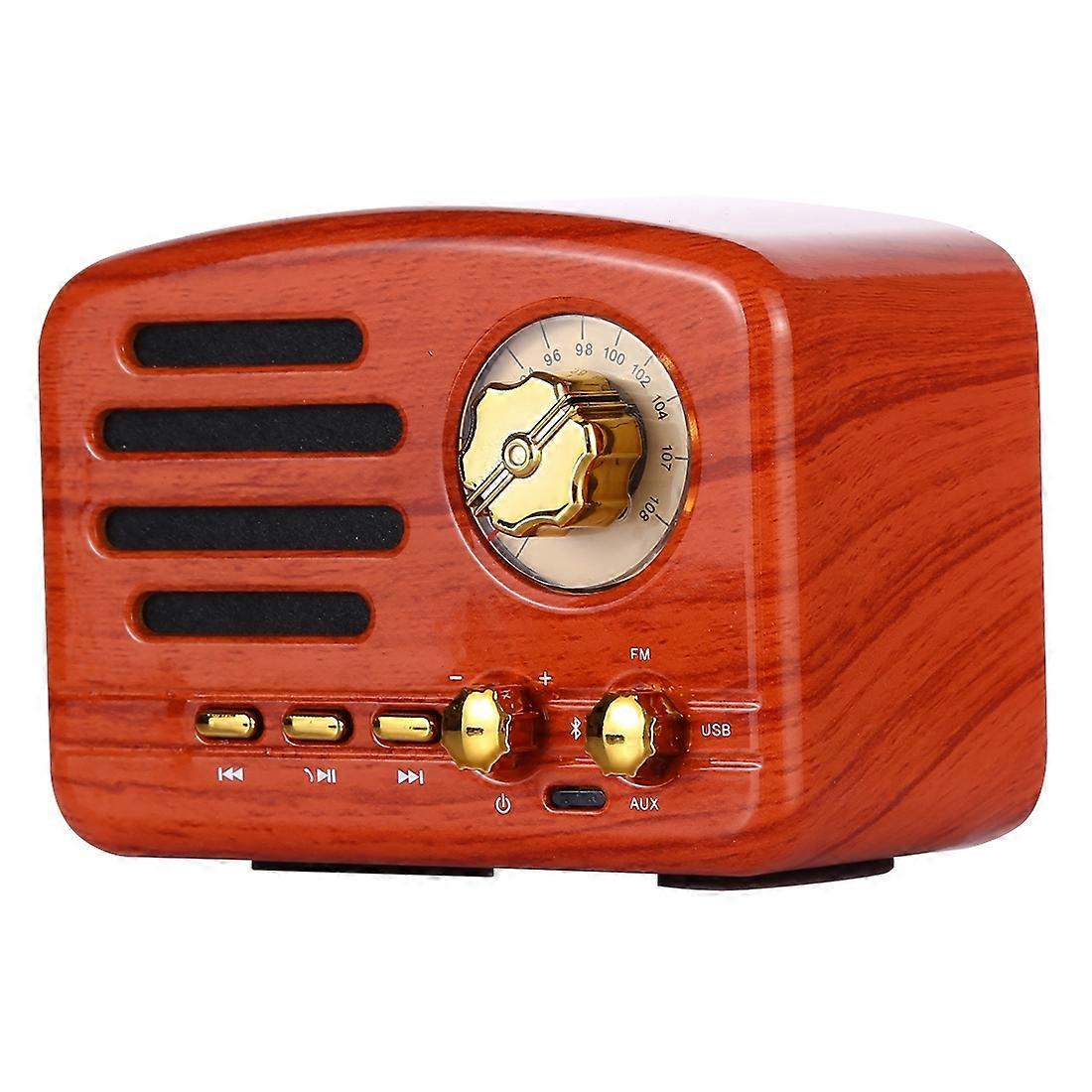 Angel MA-1500 Retro Bluetooth HiFiラジオスピーカー、カラフルなLEDライト付き、USB & FM & 3.5mm Auxをサポート