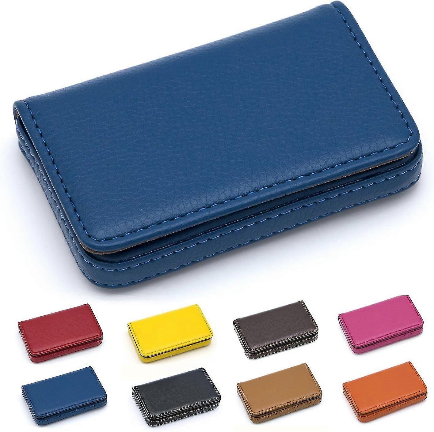 Business Name Card Holder Luxury PU Leather,Business Name Card Holder Wallet Credit card ID Case/Holder- Keep Your Business Cards Clean,blue