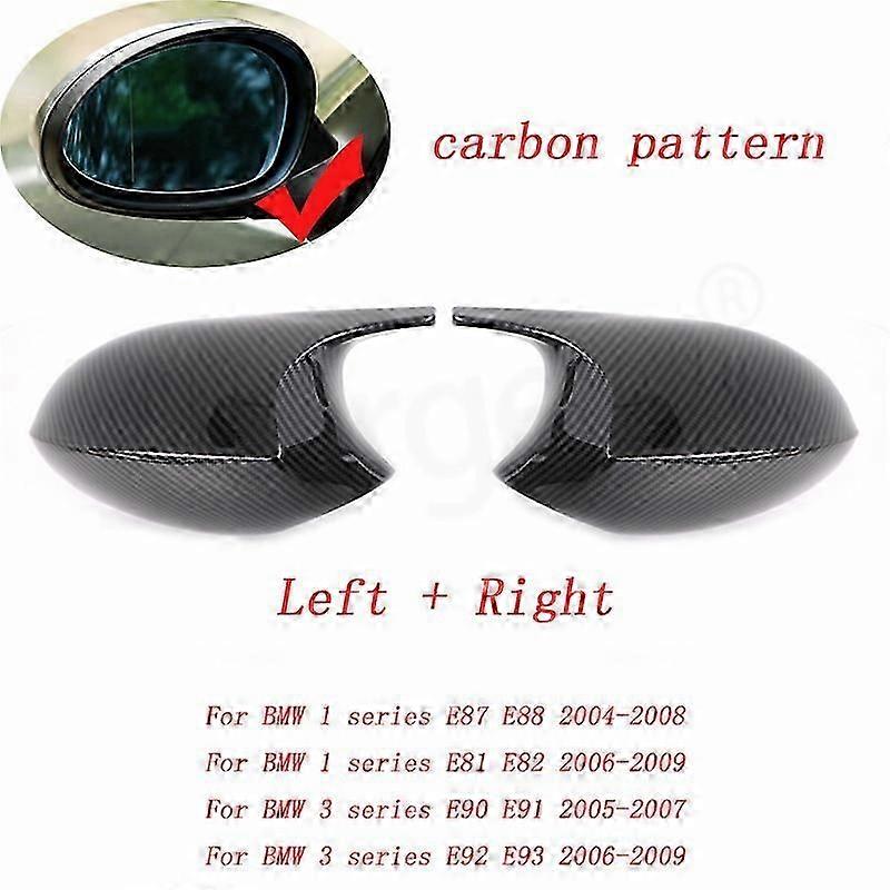 2x Carbon Fiber Style Black mirror cover overlay Replacement for BMW 1 3 Series E90 E91 E92 E93 E81 E87 E82 E88