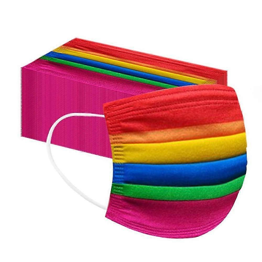 50 Stck Erwachsene Mundschutz mit Motiv Bunt Mund Nasenschutz Regenbogen Druck Maske Tcher Atmung