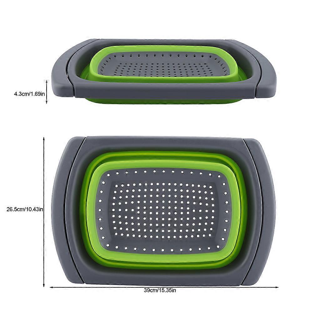 Silikon Hållbar Säker Hopfällbar Infällbar Avrinningskorg Köksredskap (Grön)